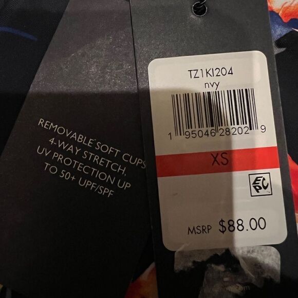 Tommy Hilfiger Navy Coral Water Iris Floral-Print Tankini Swim Top XS NWT - Picture 6 of 8